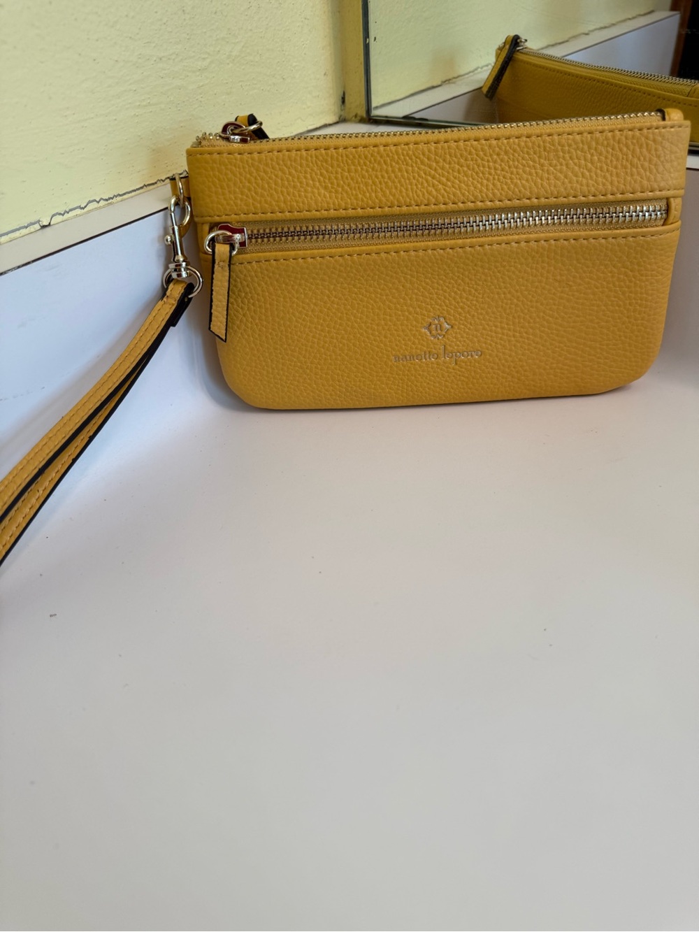 Nanette Lepore Sunny Yellow Pebbled Leather Wristlet